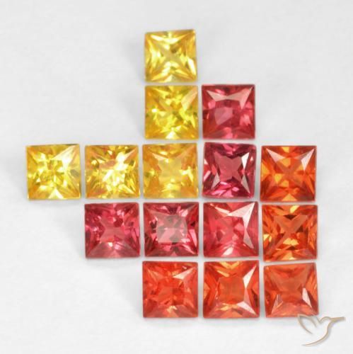 Gemas de Zafiro Multicolor natural de 1.35 ct, Cuadrado, VS