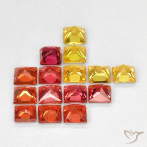 Gemas de Zafiro Multicolor natural de 1.35 ct, Cuadrado, VS