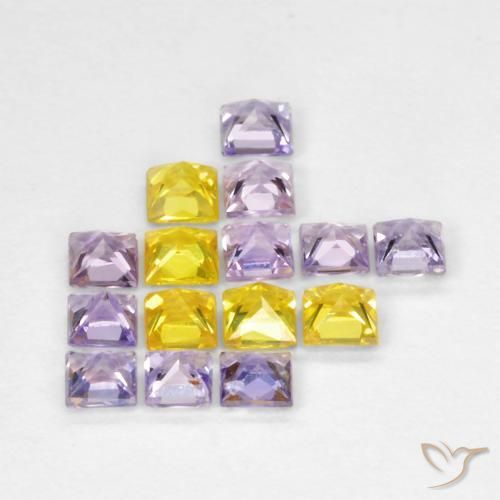 Gemas de Zafiro Multicolor natural de 1.13 ct, Cuadrado, VS