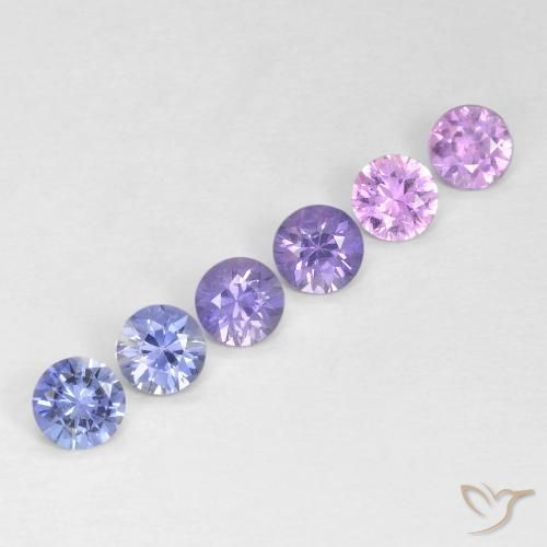 Gemas de Zafiro Multicolor natural de 1.26 ct, Redondo, VS