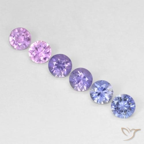 Gemas de Zafiro Multicolor natural de 1.26 ct, Redondo, VS