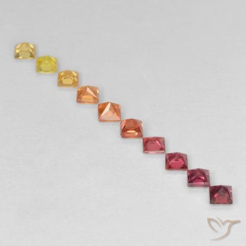 Gemas de Zafiro Multicolor natural de 0.94 ct, Cuadrado, VS