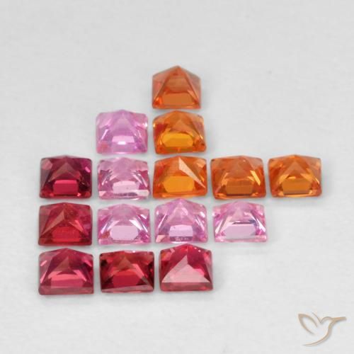 Gemas de Zafiro Multicolor natural de 1.64 ct, Cuadrado, VS
