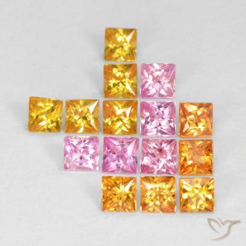 Gemas de Zafiro Multicolor natural de 1.29 ct, Cuadrado, VS