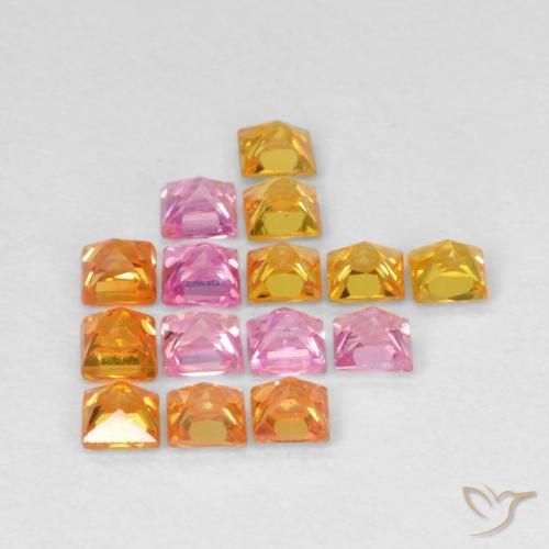 Gemas de Zafiro Multicolor natural de 1.29 ct, Cuadrado, VS