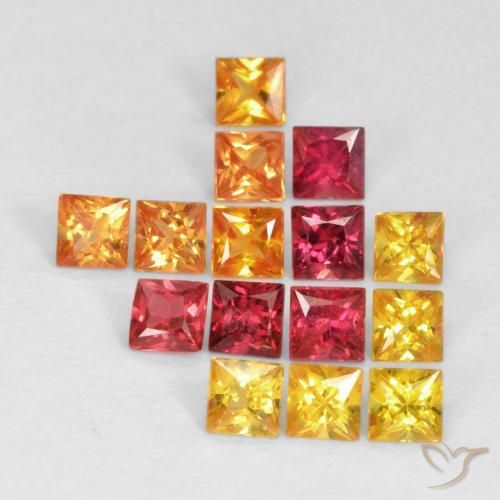 Gemas de Zafiro Multicolor natural de 1.24 ct, Cuadrado, VS