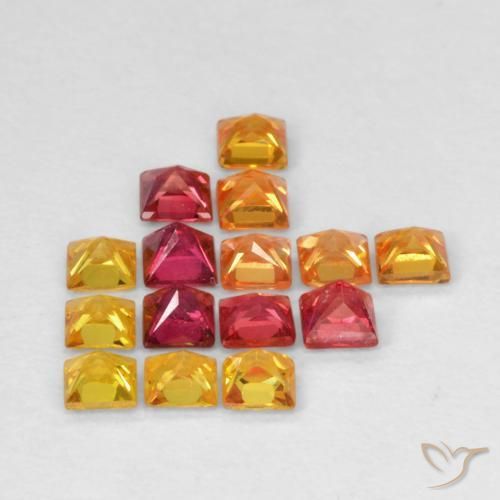 Gemas de Zafiro Multicolor natural de 1.24 ct, Cuadrado, VS