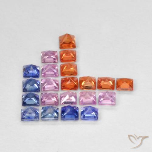 Gemas de Zafiro Multicolor natural de 1.49 ct, Cuadrado, VS
