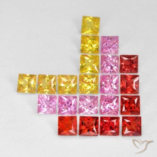 Gemas de Zafiro Multicolor natural de 2.14 ct, Cuadrado, VS