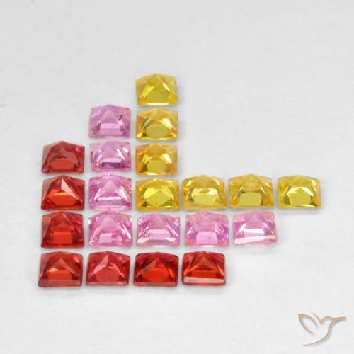 Gemas de Zafiro Multicolor natural de 2.14 ct, Cuadrado, VS