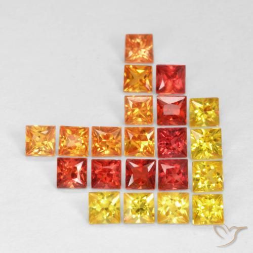 Gemas de Zafiro Multicolor natural de 2.05 ct, Cuadrado, VS
