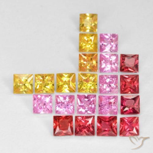 Gemas de Zafiro Multicolor natural de 1.98 ct, Cuadrado, VS