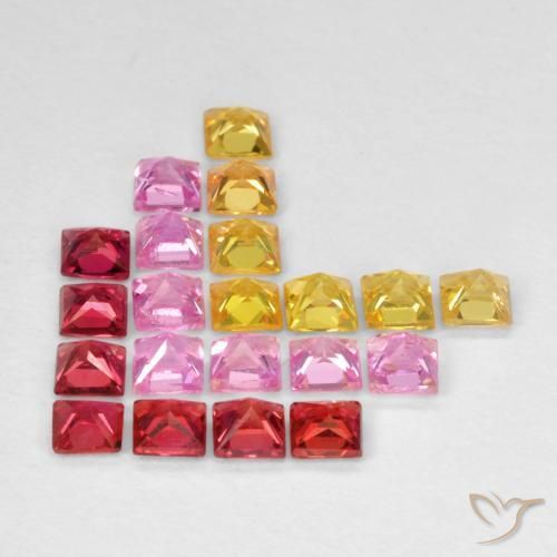 Gemas de Zafiro Multicolor natural de 1.98 ct, Cuadrado, VS