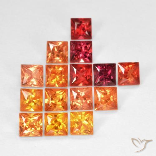 Gemas de Zafiro Multicolor natural de 1.87 ct, Cuadrado, VS