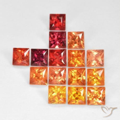 Gemas de Zafiro Multicolor natural de 1.87 ct, Cuadrado, VS