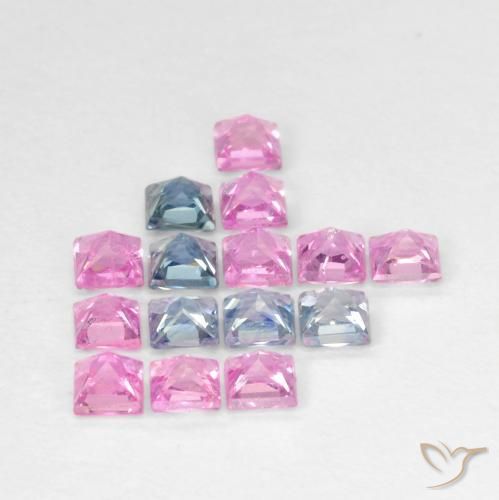 Gemas de Zafiro Multicolor natural de 1.66 ct, Cuadrado, VS