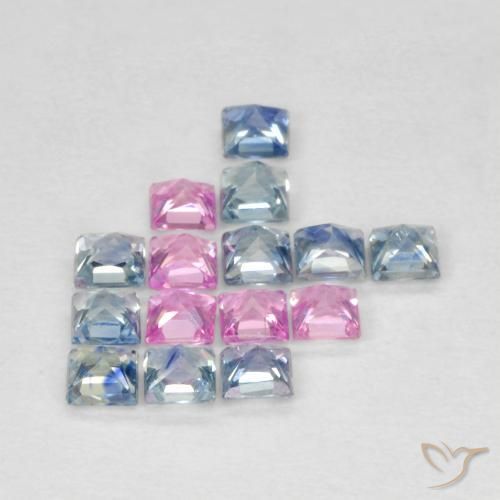 Gemas de Zafiro Multicolor natural de 1.78 ct, Cuadrado, VS