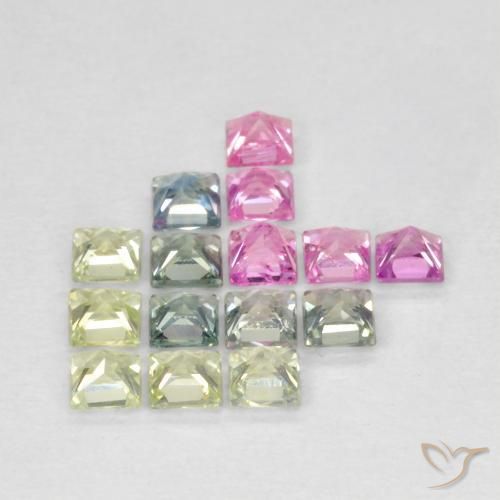 Gemas de Zafiro Multicolor natural de 1.65 ct, Cuadrado, VS