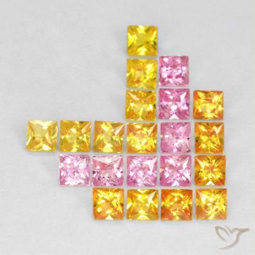 Gemas de Zafiro Multicolor natural de 1.69 ct, Cuadrado, VS