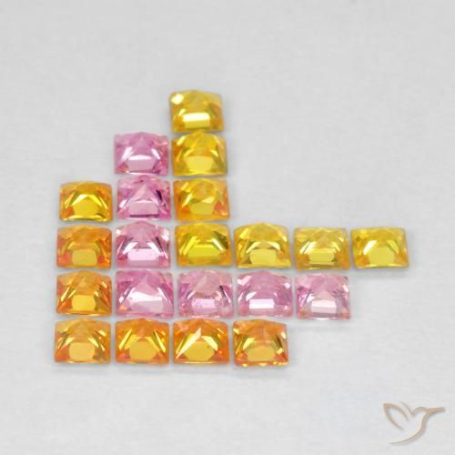Gemas de Zafiro Multicolor natural de 1.69 ct, Cuadrado, VS