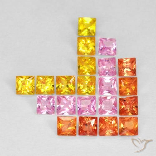 Gemas de Zafiro Multicolor natural de 1.54 ct, Cuadrado, VS
