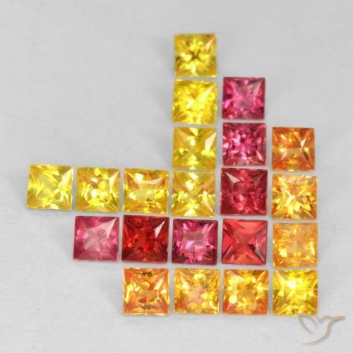 Gemas de Zafiro Multicolor natural de 1.99 ct, Cuadrado, VS