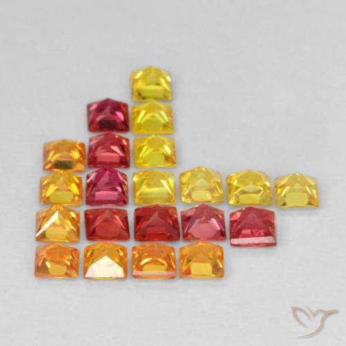 Gemas de Zafiro Multicolor natural de 1.99 ct, Cuadrado, VS