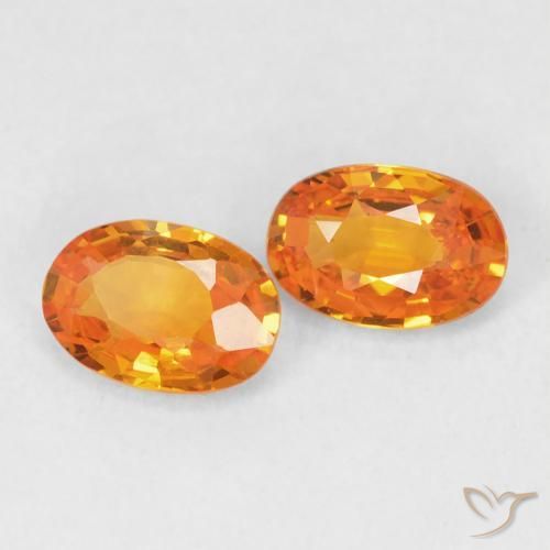 Gemas de Zafiro Ámbar naranja natural de 1.20 ct, Ovalada, VVS-VS