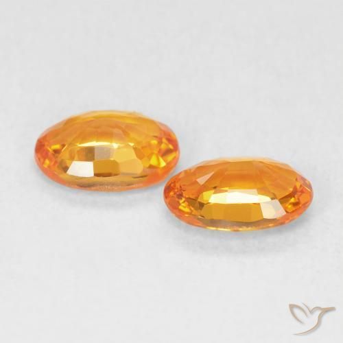 Gemas de Zafiro Ámbar naranja natural de 1.20 ct, Ovalada, VVS-VS