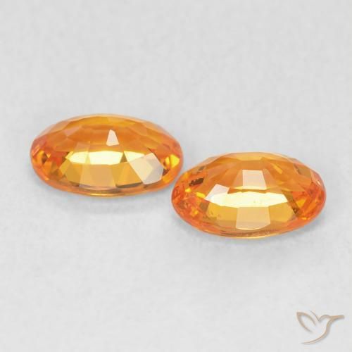 Gemas de Zafiro Naranja claro natural de 1.21 ct, Ovalada, VVS-VS