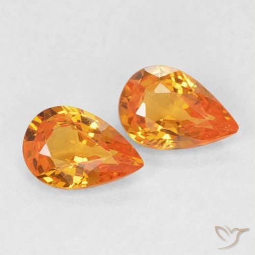 Gemas de Zafiro Ámbar naranja natural de 0.97 ct, En forma de pera, VVS-VS