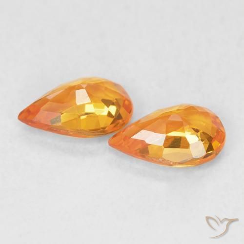 Gemas de Zafiro Ámbar naranja natural de 0.97 ct, En forma de pera, VVS-VS