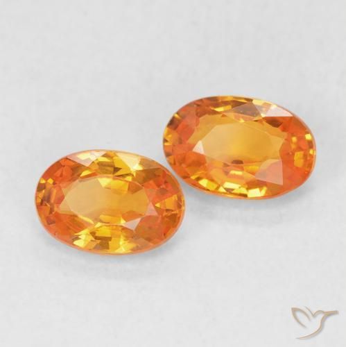 Gemas de Zafiro Naranja rojizo natural de 1.18 ct, Ovalada, VVS-VS