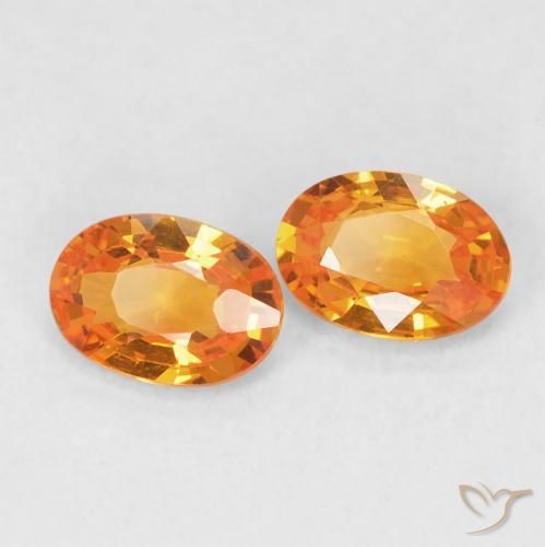 Gemas de Zafiro Ámbar naranja natural de 1.02 ct, Ovalada, VVS-VS
