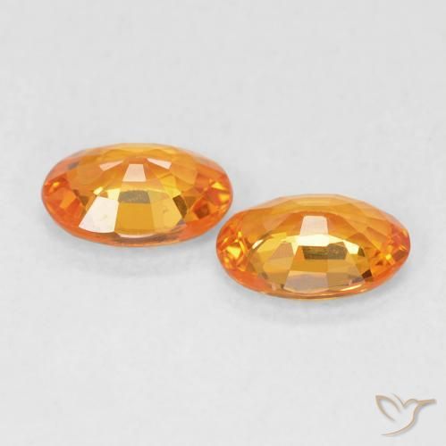Gemas de Zafiro Ámbar naranja natural de 1.02 ct, Ovalada, VVS-VS