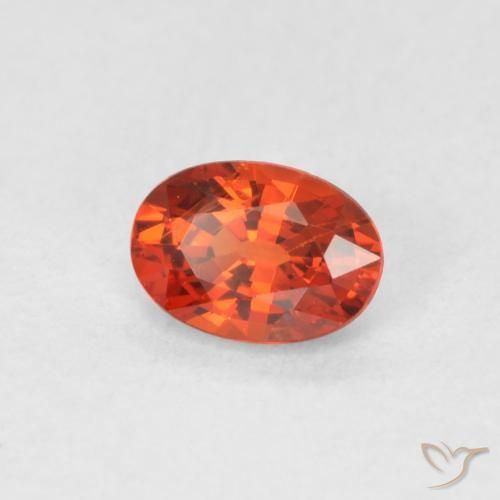 Zafiro Naranja rojizo natural de 0.59 ct, Ovalada, VVS-VS
