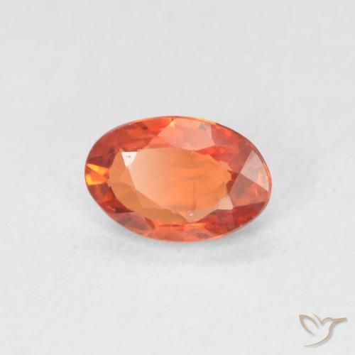Zafiro Naranja fuego natural de 0.56 ct, Ovalada, VVS-VS