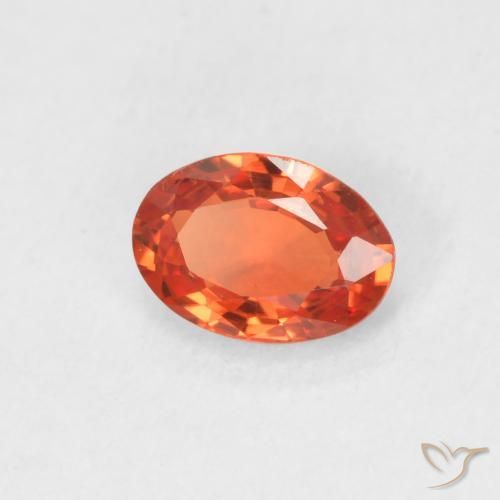 Zafiro Naranja rojizo natural de 0.60 ct, Ovalada, VVS-VS