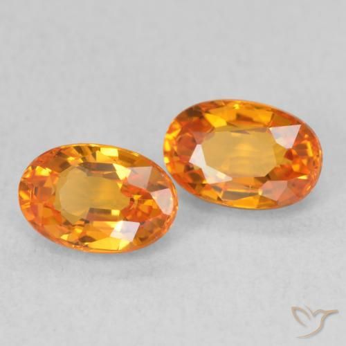 Gemas de Zafiro Naranja claro natural de 1.44 ct, Ovalada, VVS-VS