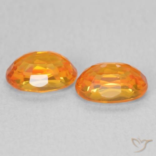 Gemas de Zafiro Naranja claro natural de 1.44 ct, Ovalada, VVS-VS
