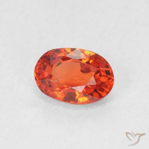 Zafiro Ámbar naranja natural de 0.76 ct, Ovalada, VVS-VS