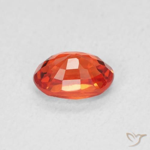 Zafiro Ámbar naranja natural de 0.76 ct, Ovalada, VVS-VS
