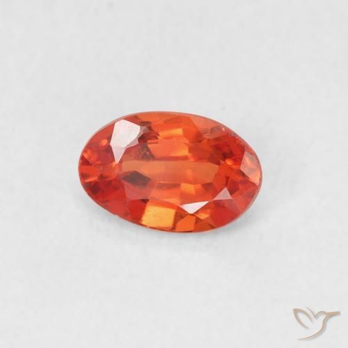Zafiro Naranja rojizo natural de 0.54 ct, Ovalada, VVS-VS