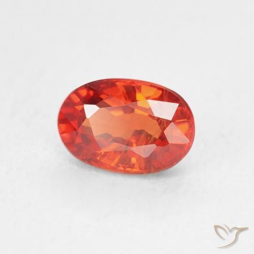 Zafiro Naranja cálido natural de 0.83 ct, Ovalada, VS