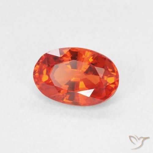 Zafiro Naranja fuego natural de 0.72 ct, Ovalada, VS