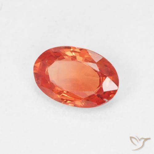 Zafiro Naranja cálido natural de 0.56 ct, Ovalada, VS