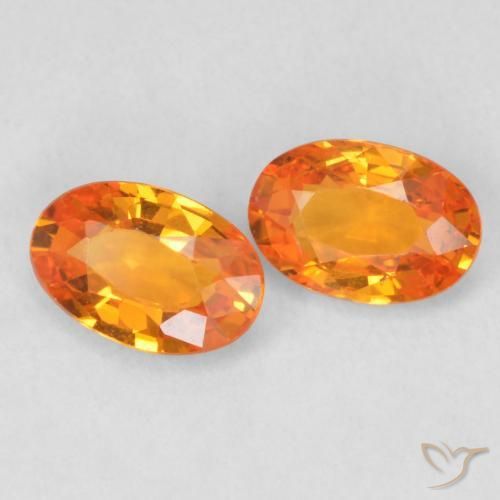 Gemas de Zafiro Naranja claro natural de 1.12 ct, Ovalada, VVS-VS