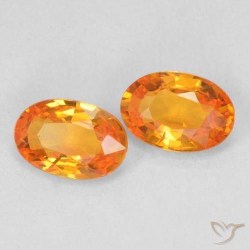 Gemas de Zafiro Naranja claro natural de 1.08 ct, Ovalada, VVS