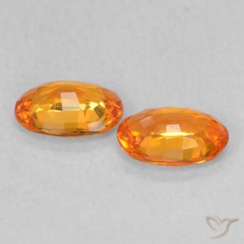 Gemas de Zafiro Naranja claro natural de 1.04 ct, Ovalada, VVS