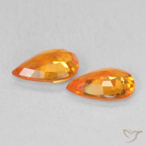 Gemas de Zafiro Naranja claro natural de 0.96 ct, En forma de pera, VS